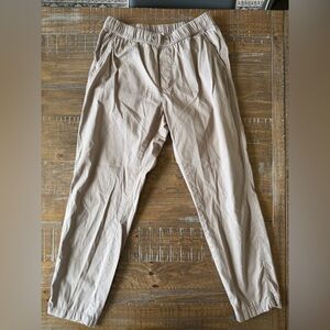 Pact Women's Light Beige Cropped Drawstring Pants Lightweight